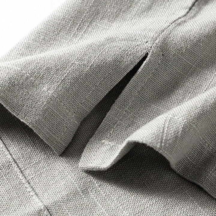 Chemise ample pour homme Buddha Stones, couleur unie, col cranté, manches courtes, confortable, bouton, chemise en coton et lin respirant - image 10