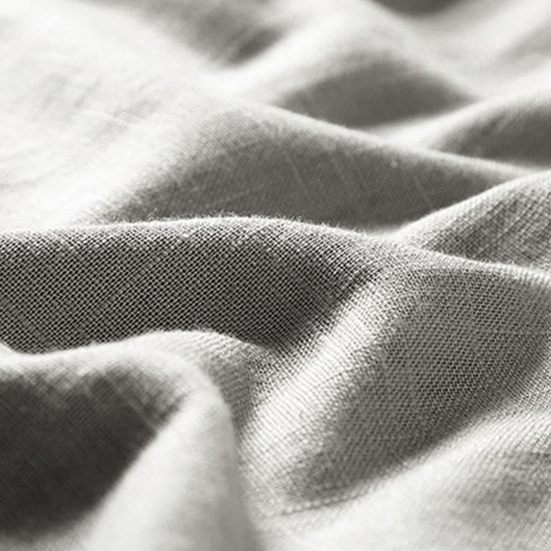 Chemise ample pour homme Buddha Stones, couleur unie, col cranté, manches courtes, confortable, bouton, chemise en coton et lin respirant - image 12