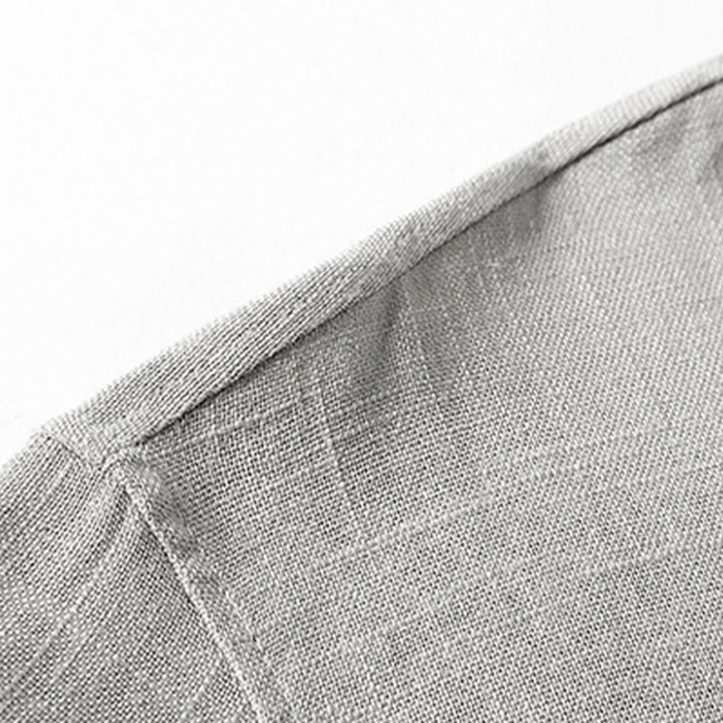 Chemise ample pour homme Buddha Stones, couleur unie, col cranté, manches courtes, confortable, bouton, chemise en coton et lin respirant - image 8