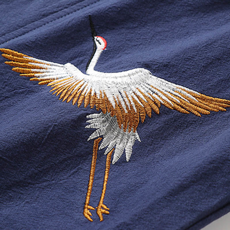 Cardigan à manches mi-longues en fausse Buddha Stones pour homme, chemise en coton confortable brodée Hanfu - image 7