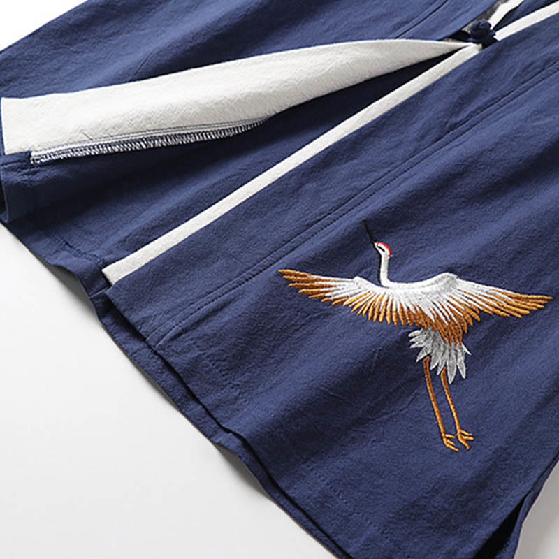 Cardigan à manches mi-longues en fausse Buddha Stones pour homme, chemise en coton confortable brodée Hanfu - image 6