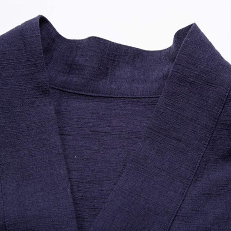 Chemise à manches courtes pour homme Buddha Stones avec poche et col en V, en coton et lin confortables. - image 8