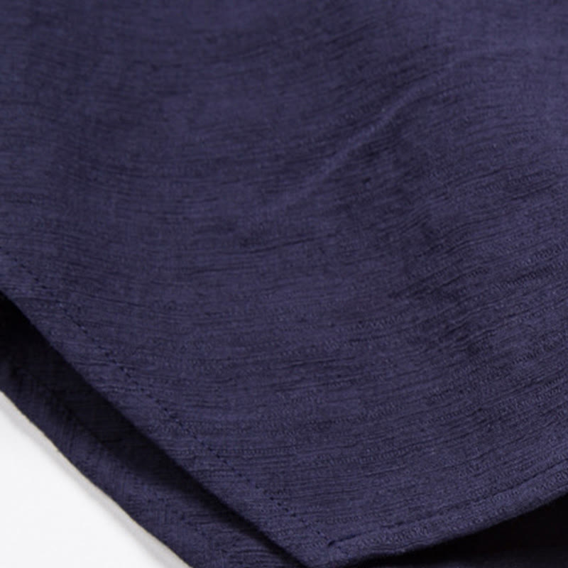 Chemise à manches courtes pour homme Buddha Stones avec poche et cardigan à col cranté Chemise confortable en coton et lin