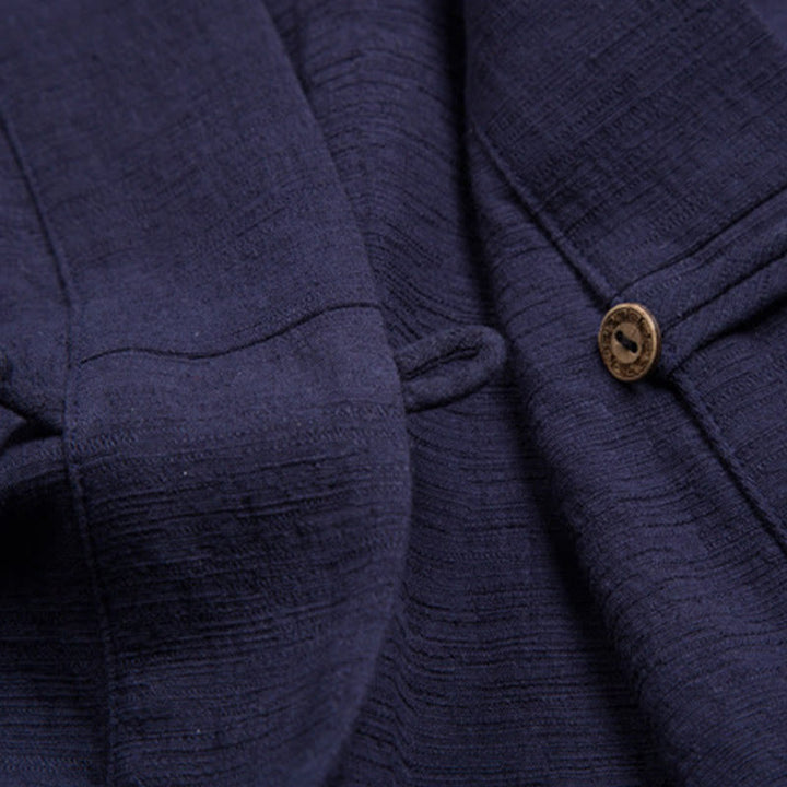 Chemise à manches courtes pour homme Buddha Stones avec poche et col en V, en coton et lin confortables. - image 11