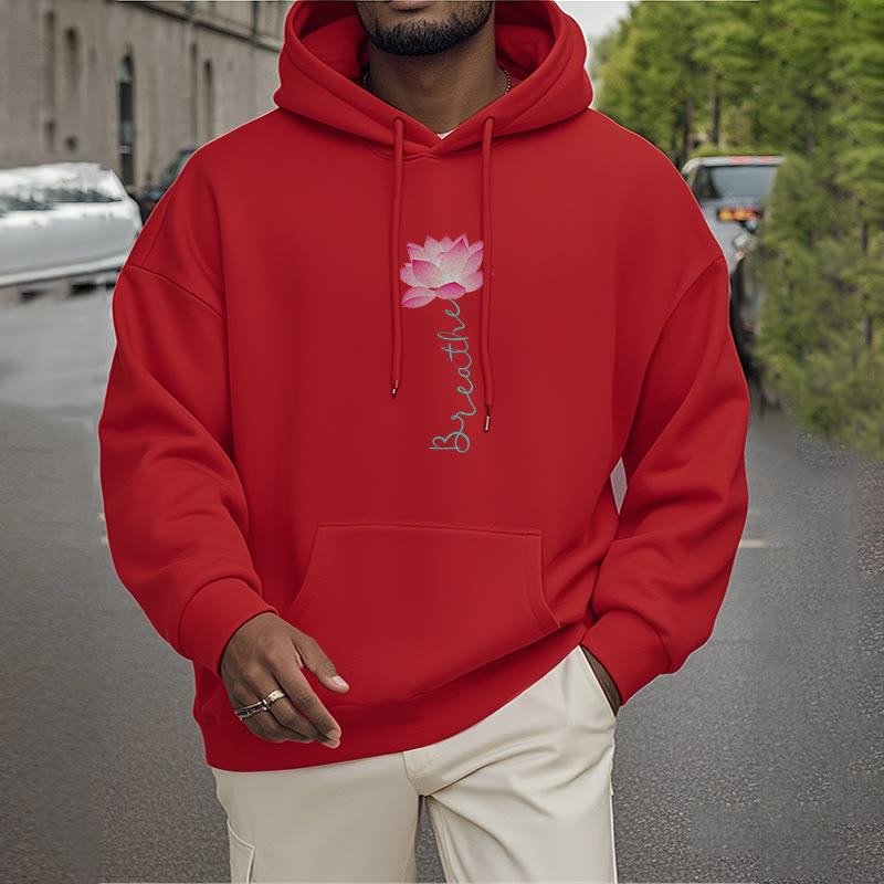 Sweat à capuche en polyester doublé Buddha Stones BREATHE Lotus