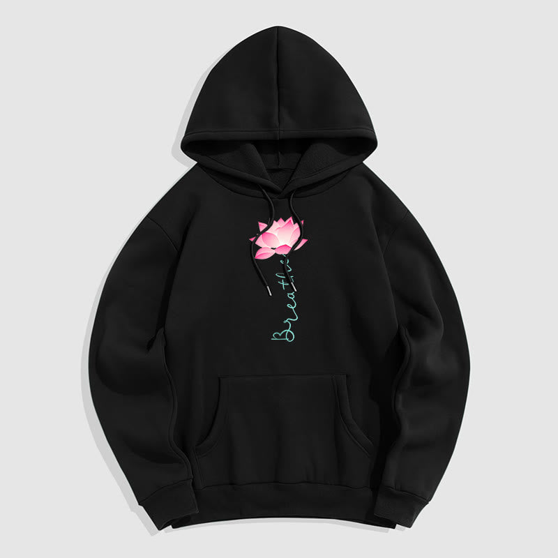 Sweat à capuche en polyester doublé Buddha Stones BREATHE Lotus