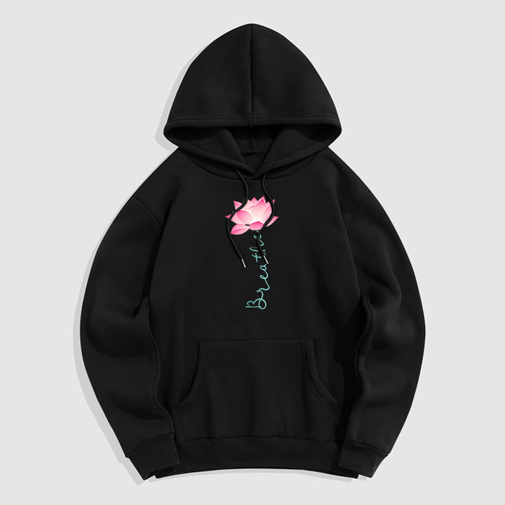 Sweat à capuche en polyester doublé Buddha Stones BREATHE Lotus
