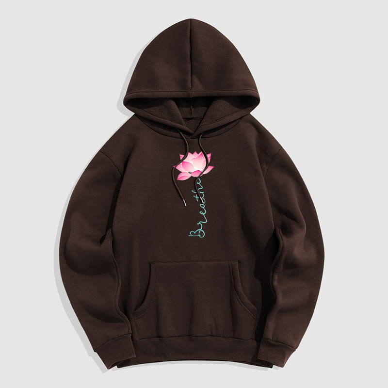 Sweat à capuche en polyester doublé Buddha Stones BREATHE Lotus