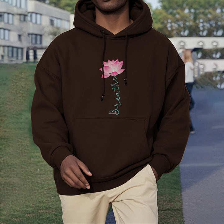 Sweat à capuche en polyester doublé Buddha Stones BREATHE Lotus