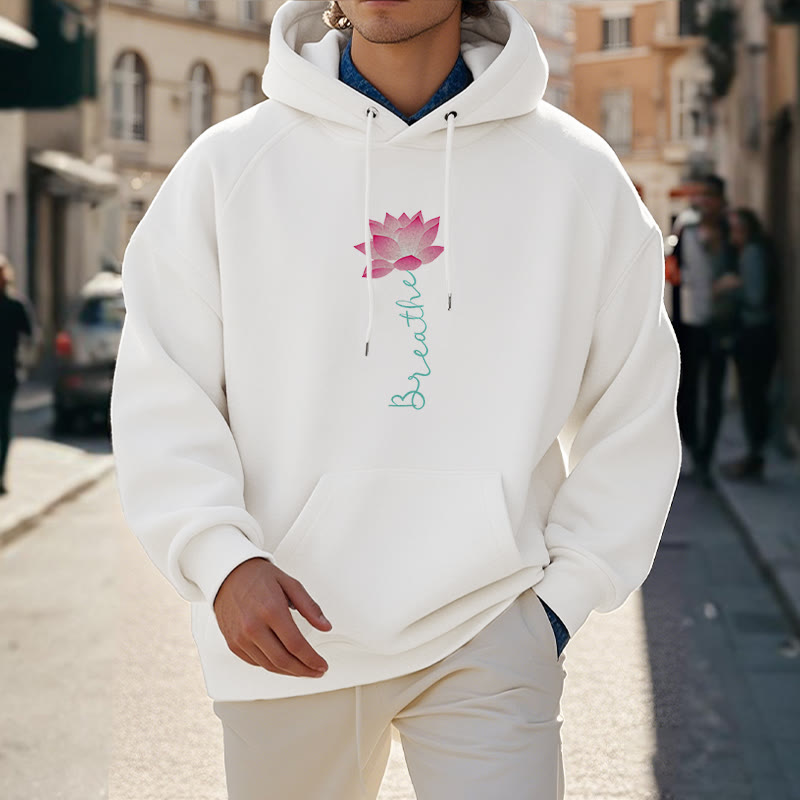 Sweat à capuche en polyester doublé Buddha Stones BREATHE Lotus