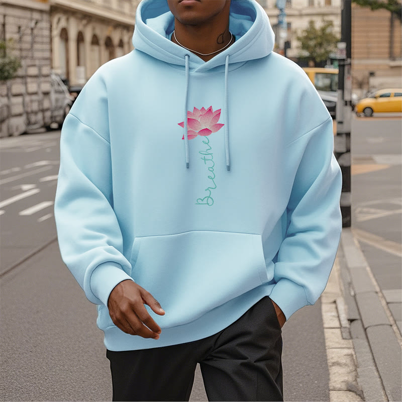 Sweat à capuche en polyester doublé Buddha Stones BREATHE Lotus