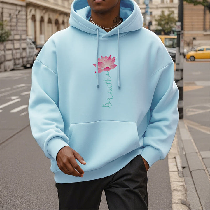 Sweat à capuche en polyester doublé Buddha Stones BREATHE Lotus