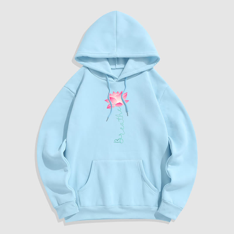 Sweat à capuche en polyester doublé Buddha Stones BREATHE Lotus