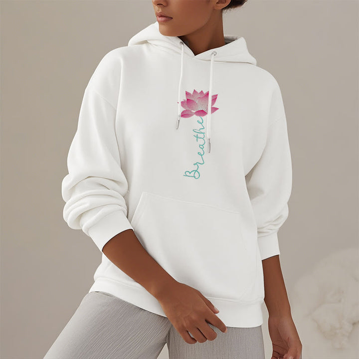 Sweat à capuche en polyester doublé Buddha Stones BREATHE Lotus