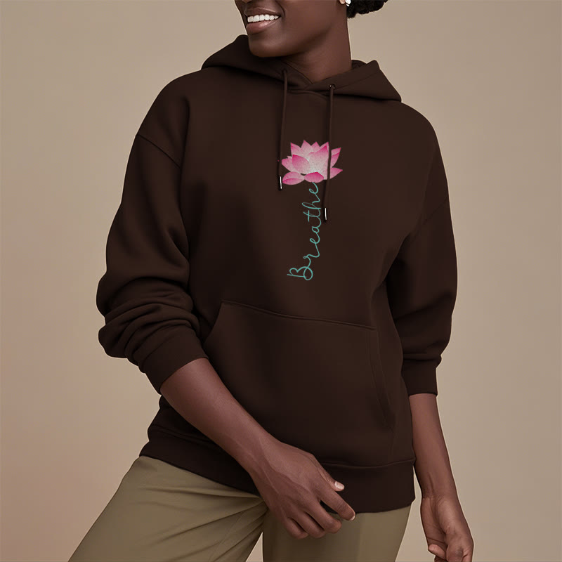 Sweat à capuche en polyester doublé Buddha Stones BREATHE Lotus