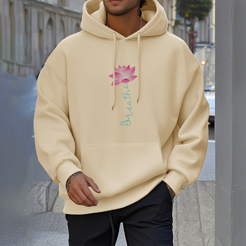 Sweat à capuche en polyester doublé Buddha Stones BREATHE Lotus