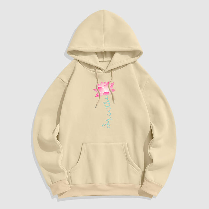 Sweat à capuche en polyester doublé Buddha Stones BREATHE Lotus