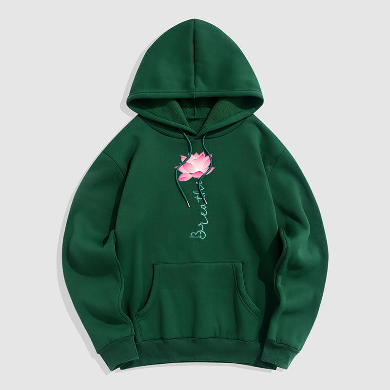 Sweat à capuche en polyester doublé Buddha Stones BREATHE Lotus