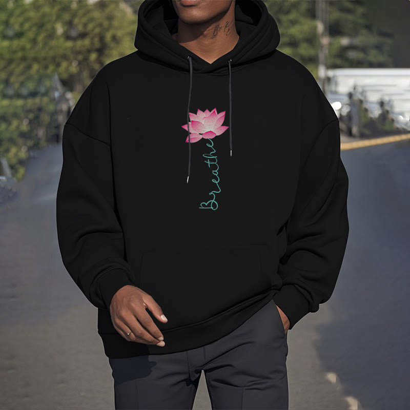 Sweat à capuche en polyester doublé Buddha Stones BREATHE Lotus