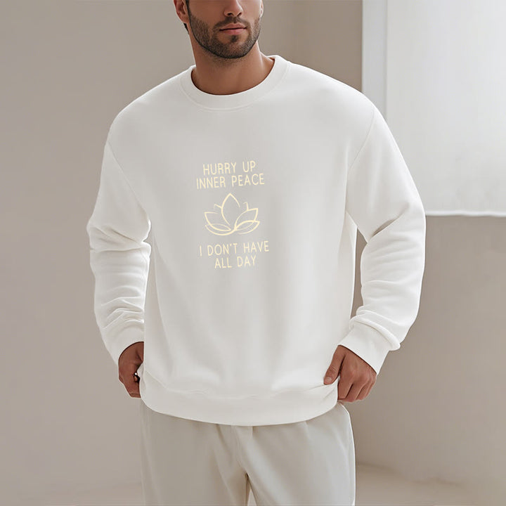 Sweat-shirt à col rond doublé polaire Buddha Stones HURRY UP INNER PEACE