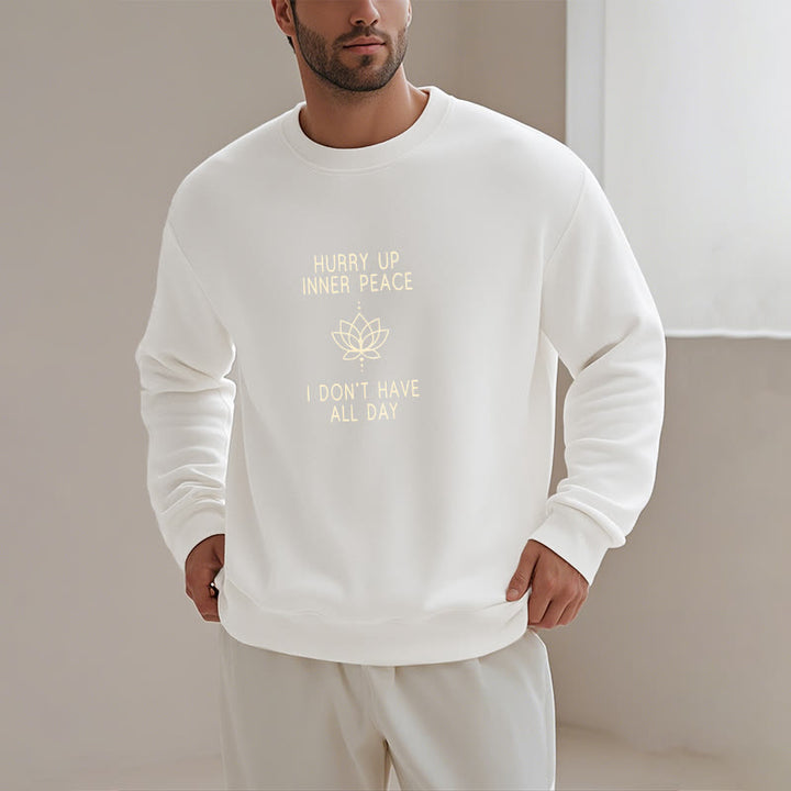 Sweat-shirt à col rond doublé polaire Buddha Stones HURRY UP INNER PEACE