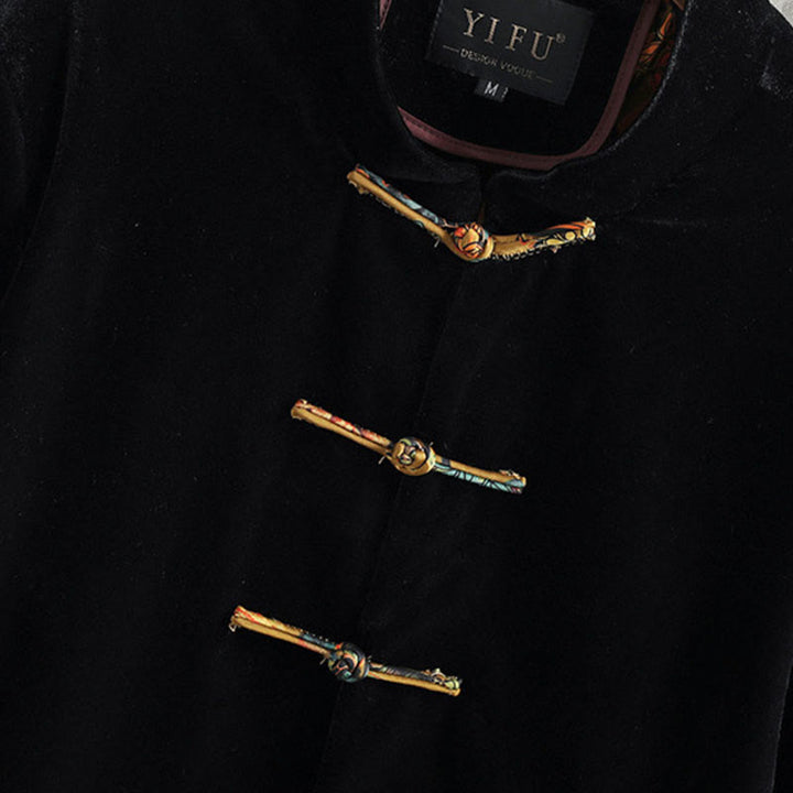 Veste en coton à col rond et boutons de grenouille pour homme avec costume Tang Buddha Stones - image 1