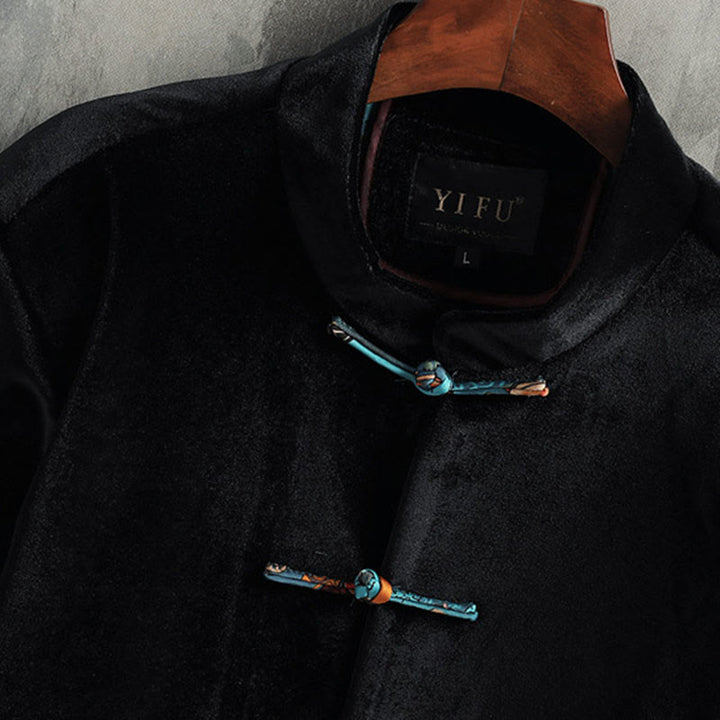 Veste en coton à col rond et boutons de grenouille pour homme avec costume Tang Buddha Stones - image 7