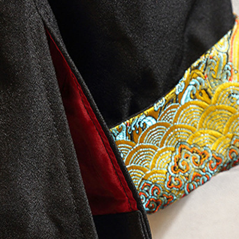 Veste en coton décontractée à boutons de grenouille pour homme avec broderie de dragon et de phénix - image 12