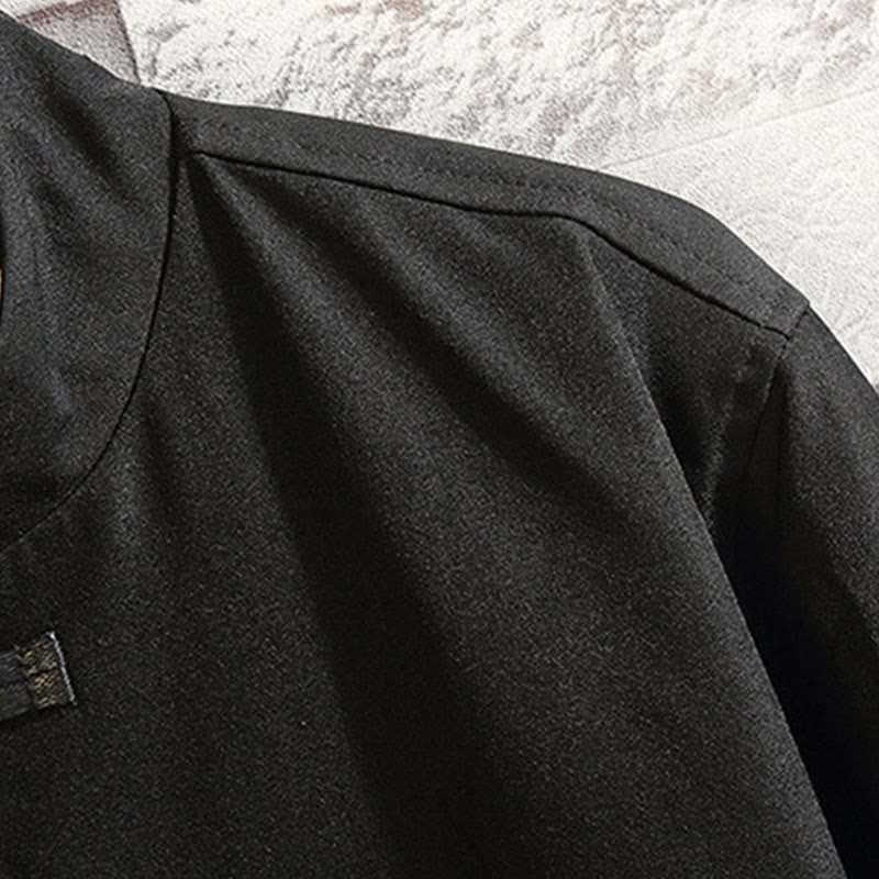 Veste en coton décontractée à boutons de grenouille pour homme avec broderie de dragon et de phénix - image 5