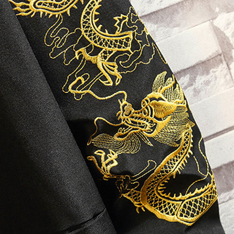 Veste en coton décontractée à boutons de grenouille pour homme avec broderie de dragon et de phénix - image 15