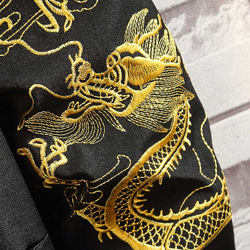 Veste en coton décontractée à boutons de grenouille pour homme avec broderie de dragon et de phénix - image 14