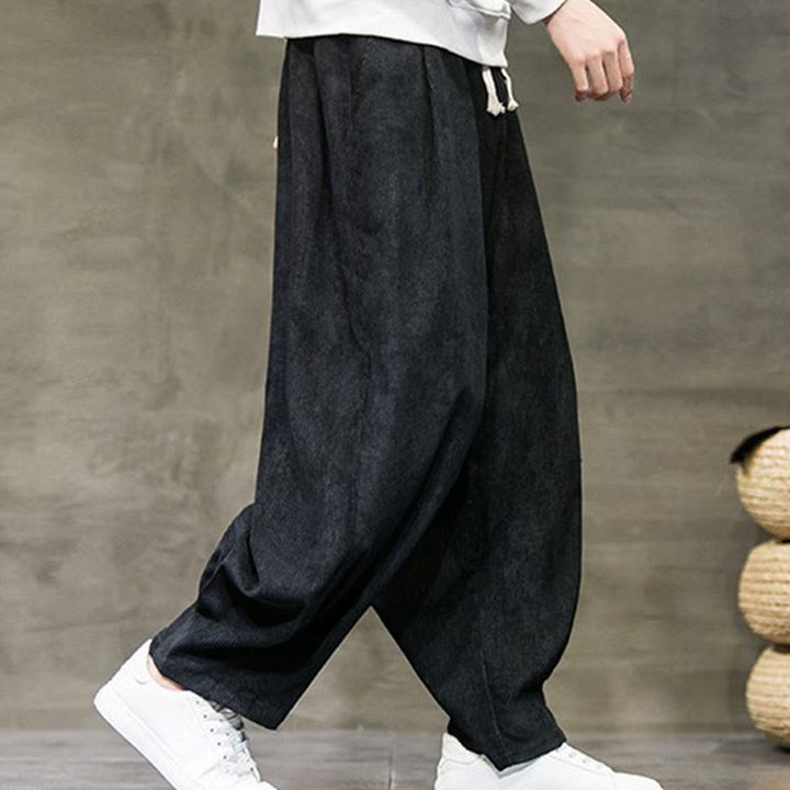 Pantalon décontracté en coton uni avec poches pour homme Buddha Stones - image 1