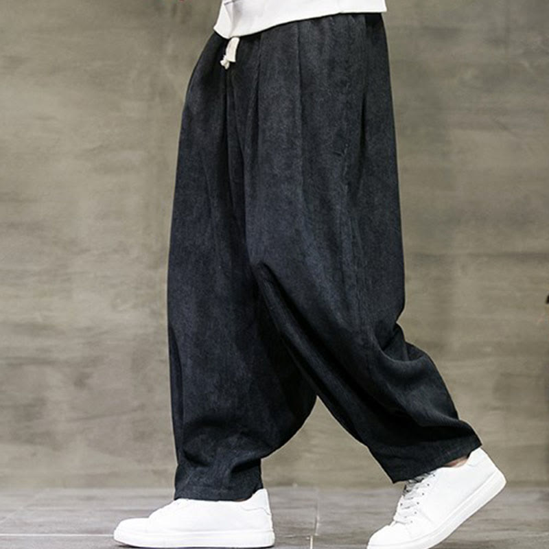 Pantalon décontracté en coton uni avec poches pour homme Buddha Stones - Noir - US/UK/AU46，EU56 (5XL) - image 0