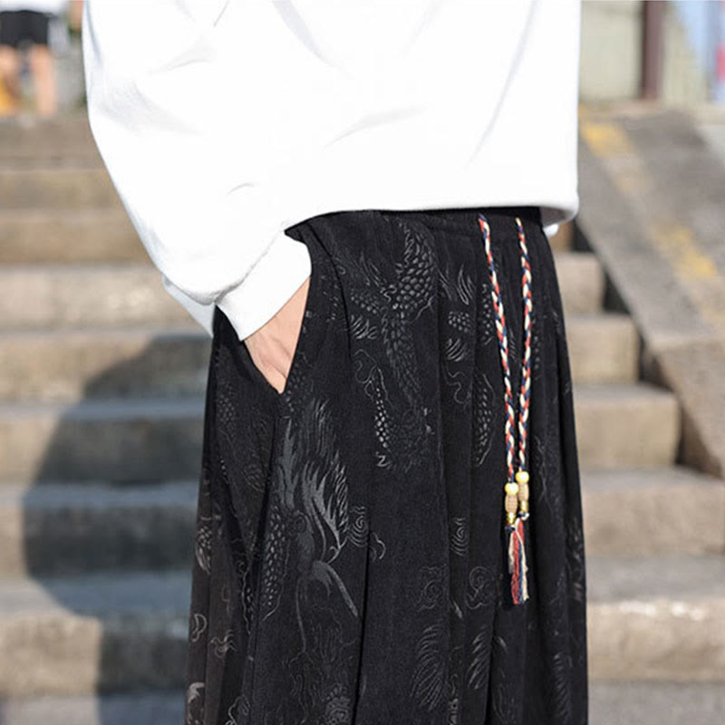 Pantalon décontracté en coton uni avec poches pour homme, motif dragon et Buddha Stones - image 17