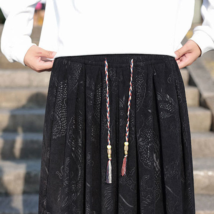 Pantalon décontracté en coton uni avec poches pour homme, motif dragon et Buddha Stones - image 18