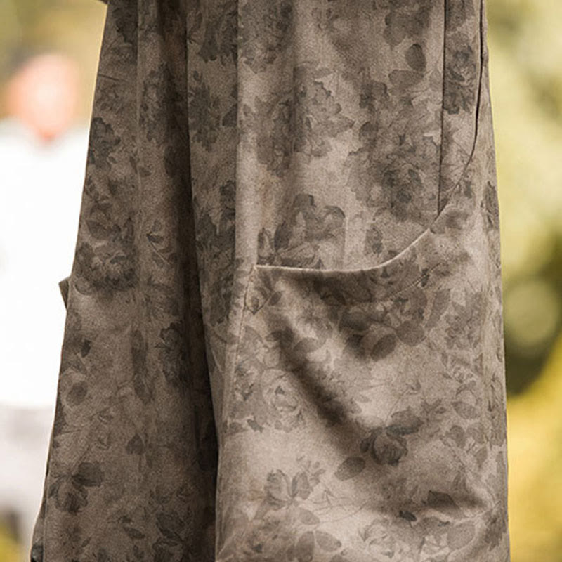 Pantalon décontracté en velours côtelé de coton à fleurs Buddha Stones pour homme avec grandes poches - image 12