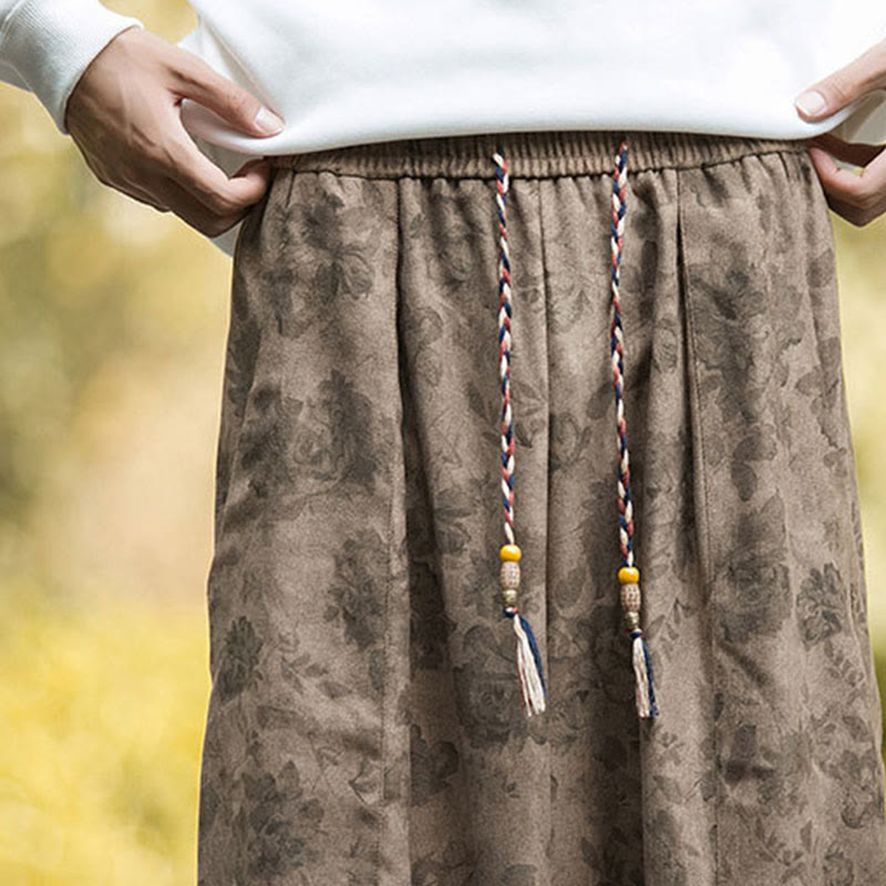 Pantalon décontracté en velours côtelé de coton à fleurs Buddha Stones pour homme avec grandes poches - image 12