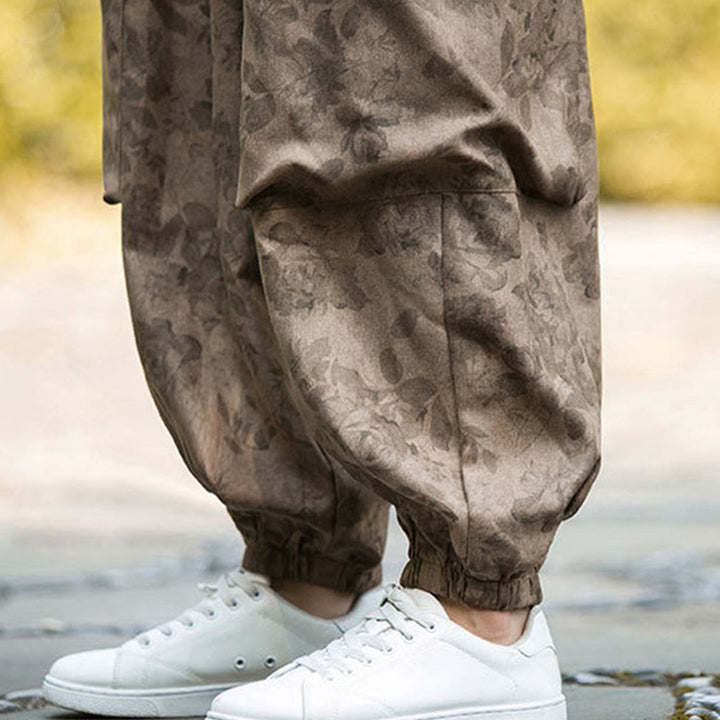 Pantalon décontracté en velours côtelé de coton à fleurs Buddha Stones pour homme avec grandes poches - image 13