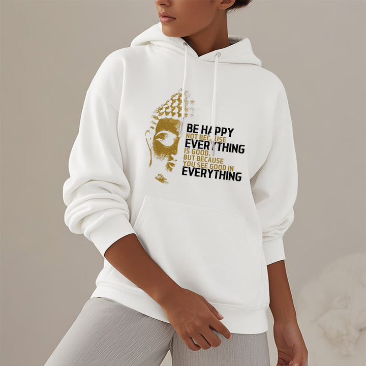 Sweat à capuche en polyester doublé polaire avec Buddha Stones que vous voyez de bon en toute chose