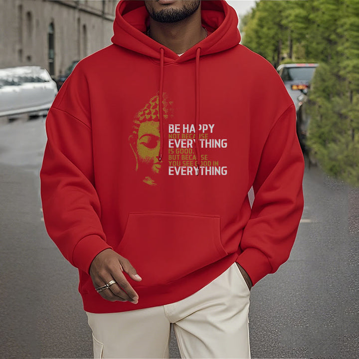 Sweat à capuche en polyester doublé polaire avec Buddha Stones que vous voyez de bon en toute chose