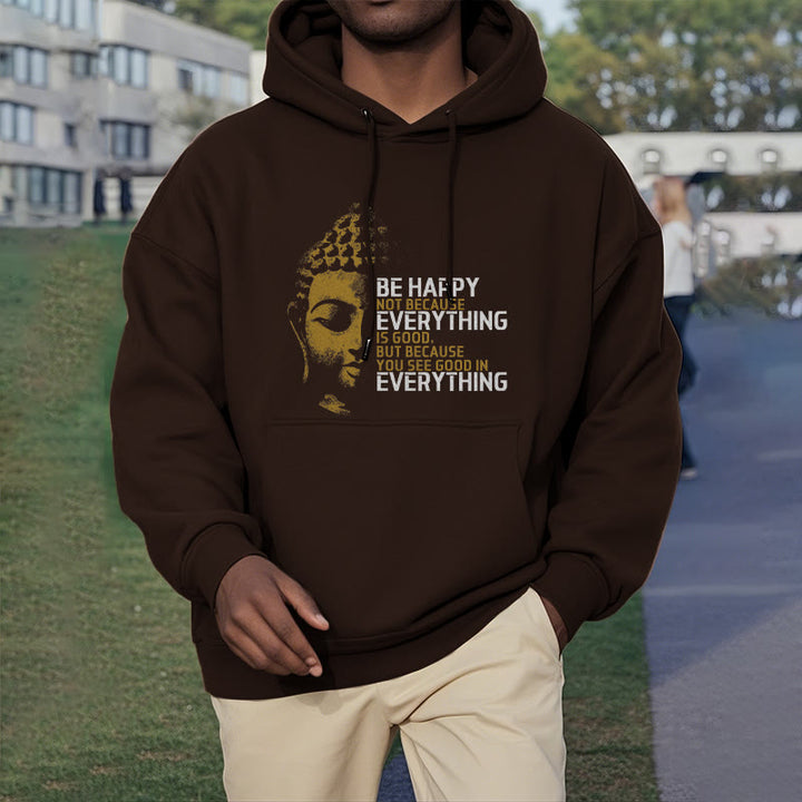 Sweat à capuche en polyester doublé polaire avec Buddha Stones que vous voyez de bon en toute chose