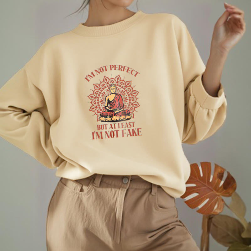 Sweat-shirt à col rond doublé polaire Buddha Stones I AM NOT PERFECT