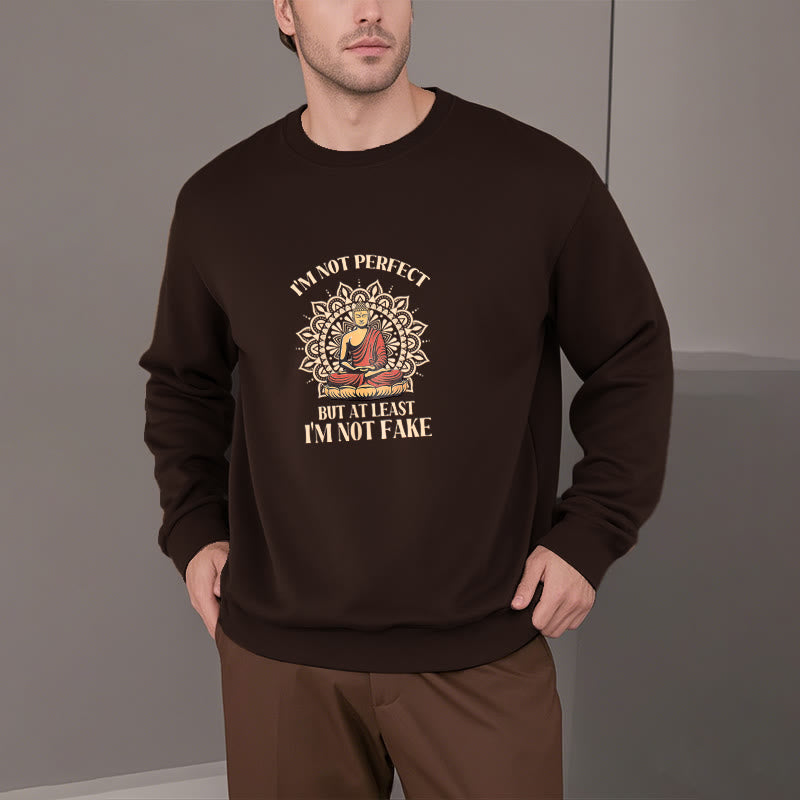 Sweat-shirt à col rond doublé polaire Buddha Stones I AM NOT PERFECT