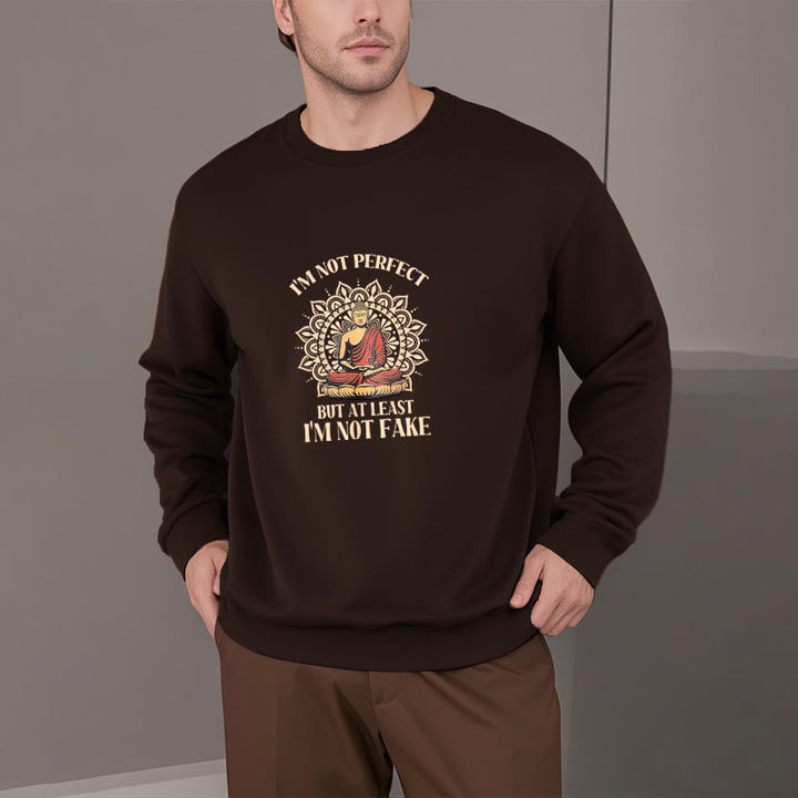 Sweat-shirt à col rond doublé polaire Buddha Stones I AM NOT PERFECT