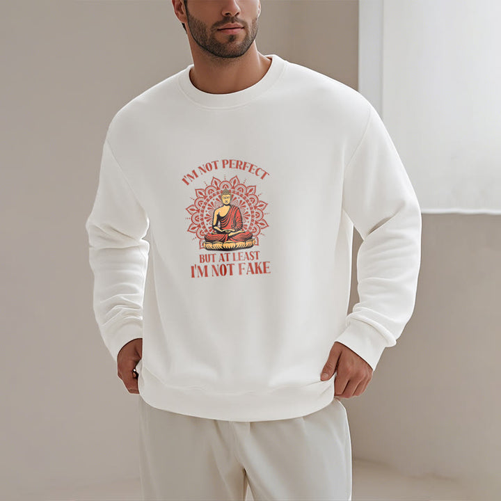 Sweat-shirt à col rond doublé polaire Buddha Stones I AM NOT PERFECT