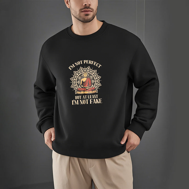 Sweat-shirt à col rond doublé polaire Buddha Stones I AM NOT PERFECT
