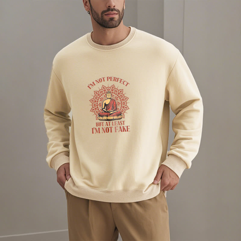 Sweat-shirt à col rond doublé polaire Buddha Stones I AM NOT PERFECT