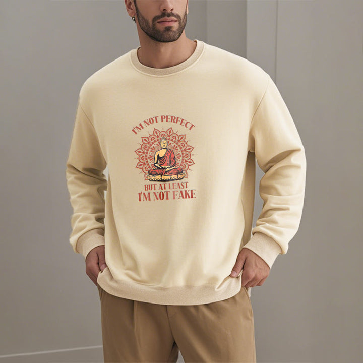 Sweat-shirt à col rond doublé polaire Buddha Stones I AM NOT PERFECT