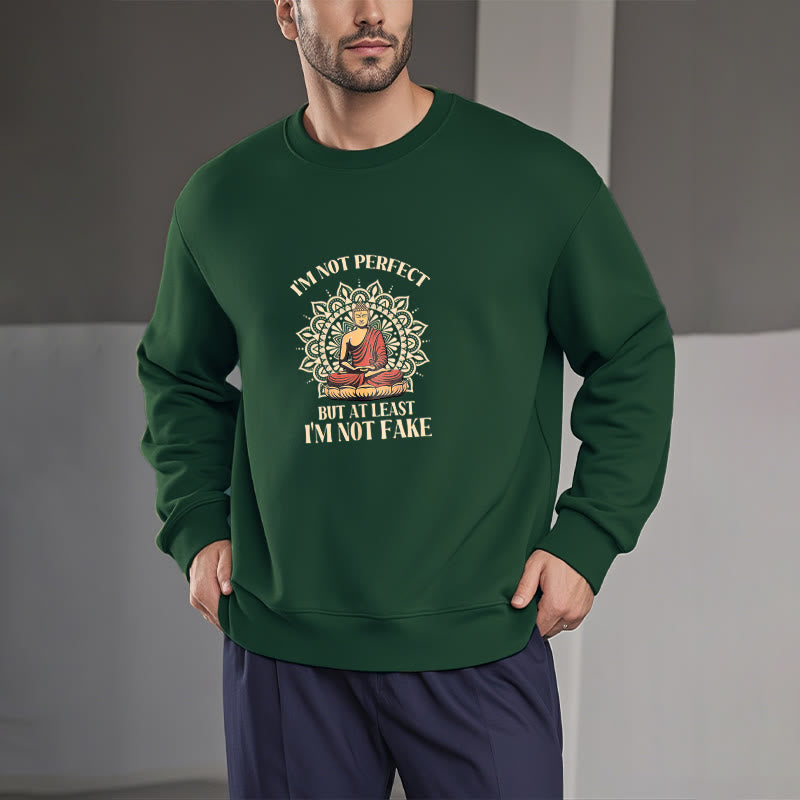Sweat-shirt à col rond doublé polaire Buddha Stones I AM NOT PERFECT