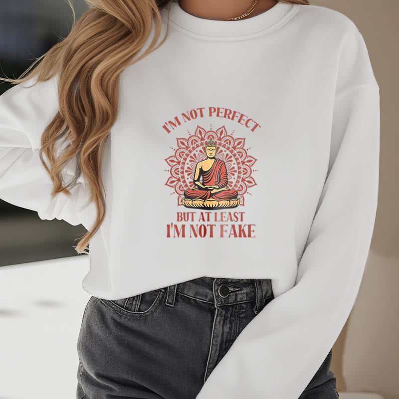 Sweat-shirt à col rond doublé polaire Buddha Stones I AM NOT PERFECT
